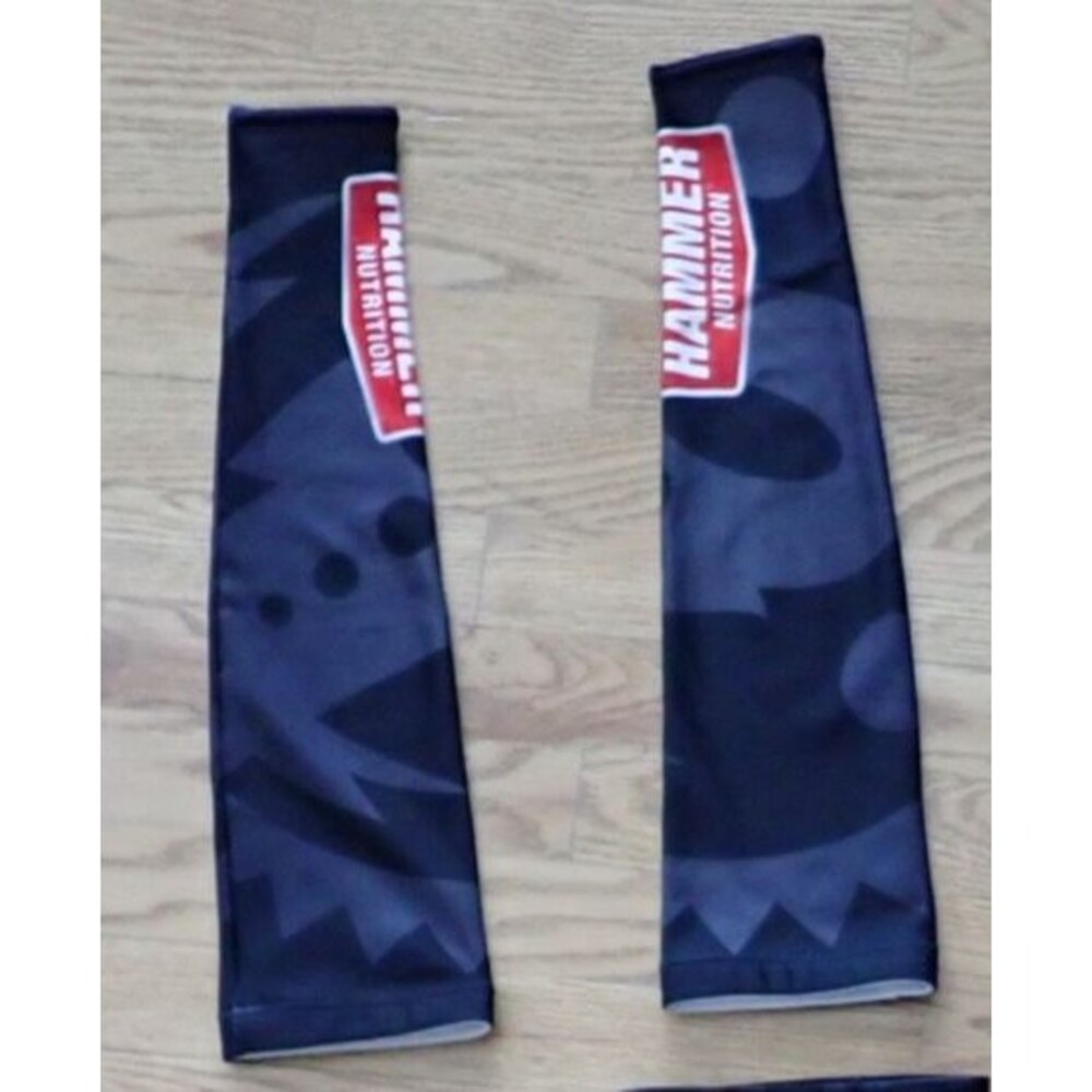 Voler Hammer Nutrition Logo Cycling Black Arm Protectors Sun Sleeves Size Large